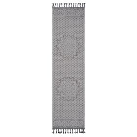 NAAR Guros Collection 2X8 Gray/White /Medallion Indoor/Outdoor Area Rug