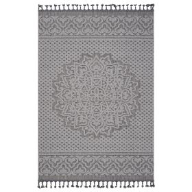 6X9 Gray/White /Medallion Indoor/Outdoor Area Rug