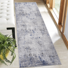 2X8 Silver/Blue/Abstract Non-Shedding Living Room Bedroom Dining Home Office Stylish and Stain Resistant Area Rug