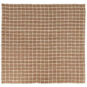 Obi 8 x 8 Square Handwoven Area Rug, Ivory Checkered Patterns, Brown Jute