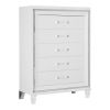 White Metallic Finish Glam Style Storage Chest of 5 Drawers Wooden 1pc Modern Bedroom Furniture Acrylic Hardware