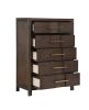 Modern Style 5-Drawer Chest Made with Wood in Walnut