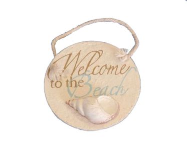 Ceramic Welcome to the Beach Round Sign 4""