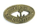 Antique Gold Cast Iron Crews Quarters with Anchor Sign 8""