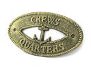 Antique Gold Cast Iron Crews Quarters with Anchor Sign 8""