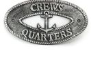Antique Silver Cast Iron Crews Quarters with Anchor Sign 8""