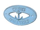 Rustic Light Blue Cast Iron Crews Quarters with Anchor Sign 8""