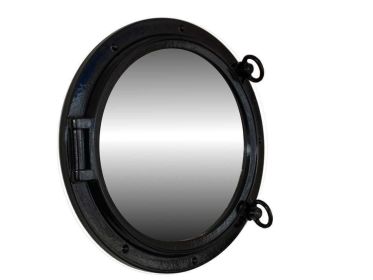 Gloss Black Decorative Ship Porthole Mirror 15""