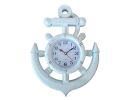 Whitewashed Ship Wheel and Anchor Wall Clock 15""