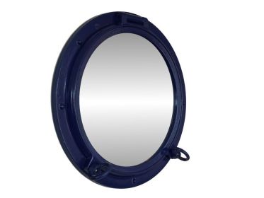 Navy Blue Decorative Ship Porthole Mirror 15""