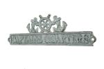 Antique Bronze Cast Iron Captains Quarters Sign with Ship Wheel and Anchors 9""