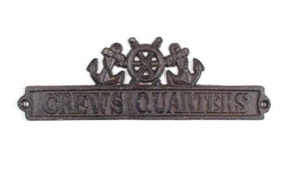 Cast Iron Crews Quarters Sign with Ship Wheel and Anchors 9""