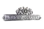 Antique Silver Cast Iron Crews Quarters Sign with Ship Wheel and Anchors 9""