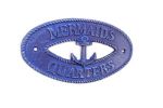 Rustic Dark Blue Cast Iron Mermaids Quarters with Anchor Sign 8""