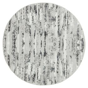 Milano Washable Manhattan Silver Woven Round Area Rug (Color: as Pic)