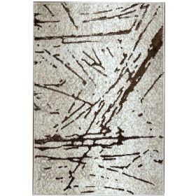 Shifra Luxury Area Rug in Beige and Gray with Bronze Abstract Design (Color: as Pic)