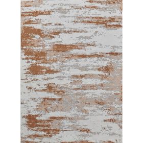 ZARA Collection Abstract Design Gray Brown Rust Machine Washable Super Soft Area Rug (Color: as Pic)
