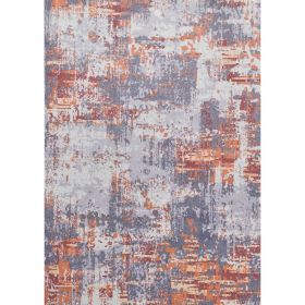 ZARA Collection Abstract Design Grey Brown and Rust Machine Washable Super Soft Area Rug (Color: as Pic)
